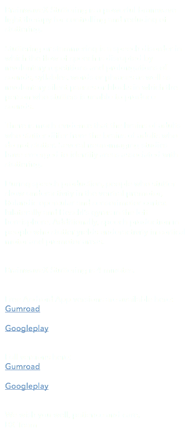 BrainwaveX Stuttering is a powerful brainwave light therapy for controlling and reducing of stuttering. Stuttering or stammering is a speech disorder in which the flow of speech is disrupted by involuntary repetitions and prolongations of sounds, syllables, words or phrases as well as involuntary silent pauses or blocks in which the person who stutters is unable to produce sounds. There is much evidence that the brains of adults who stutter differ from the brains of adults who do not stutter. Several neuroimaging studies have emerged to identify areas associated with stuttering. During speech production, people who stutter show underactivity in the ventral premotor, Rolandic opercular and sensorimotor cortex bilaterally and Heschl’s gyrus in the left hemisphere. Additionally, speech production in people who stutter yields underactivity in cortical motor and premotor areas. BrainwaveX Stuttering is 4 minutes. Free Android App versions are available here: Gumroad Googleplay Full versions here: Gumroad Googleplay We wish you well, patience and care, BX Team 